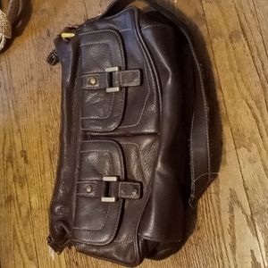 Unlabeled brown leather purse